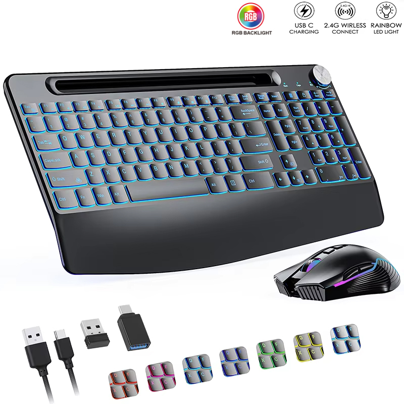 Gaming Keyboard Mouse Combo - مجموعة ماوس لوحة مفاتيح لاسلكية 2.4G&Type-C