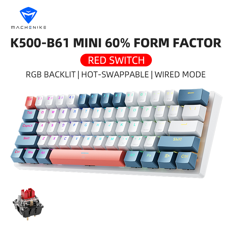 Gaming Keyboard Hot Swappable - K500-B61 Machenike لوحة مفاتيح ميكانيكية صغيرة