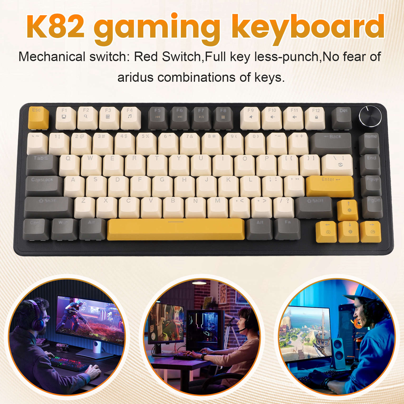لوحة مفاتيح ألعاب K82 مع مقبض  - مراجعة Keyboard Gaming Blue Switch وسعره