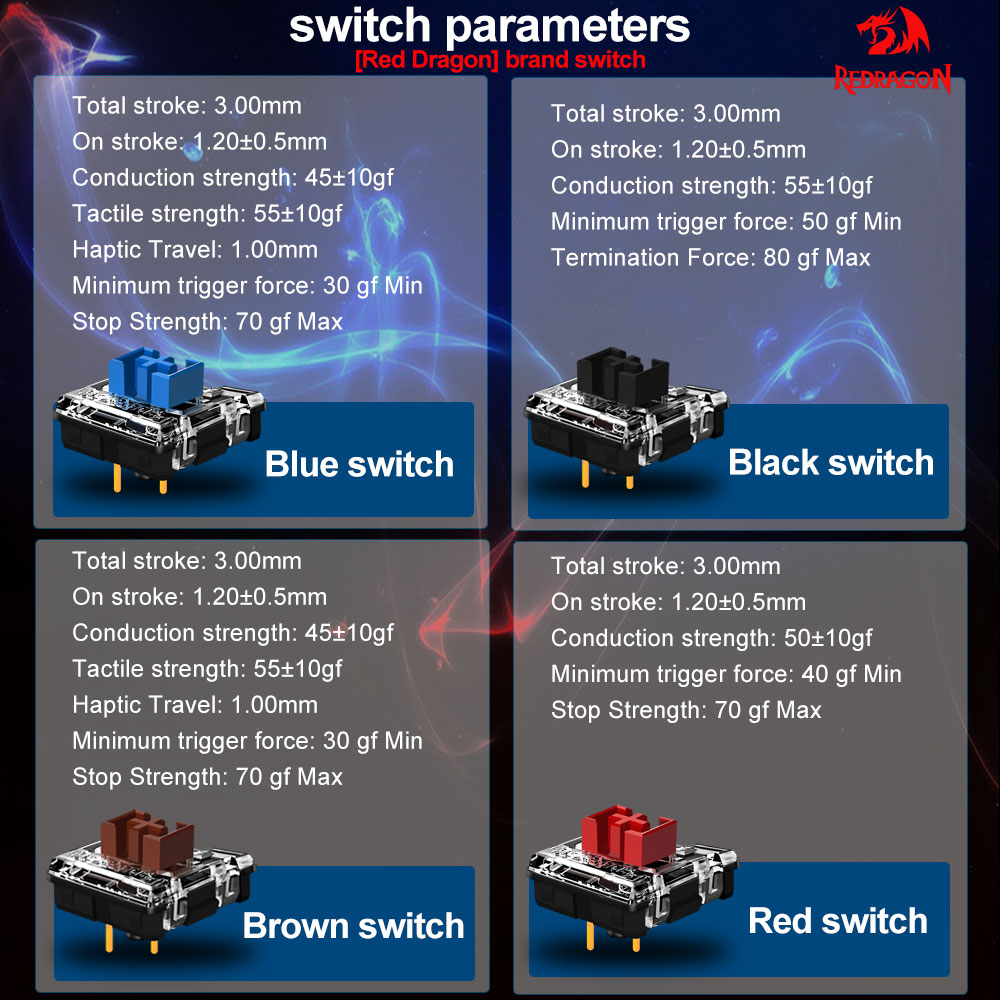 REDRAGON SMD RGB MX الانظار 5. - مراجعة Keyboard Gaming Blue Switch وسعره